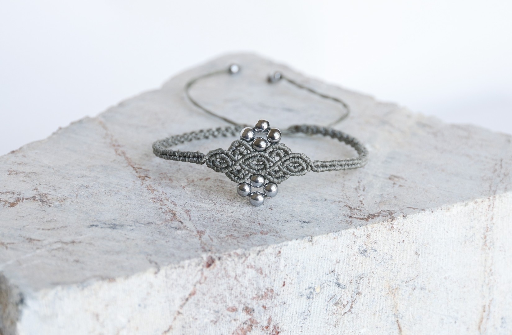 Handmade jewellery bracelet with silver bead details
